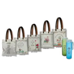 תיק כותנה ובקבוק מעוצב