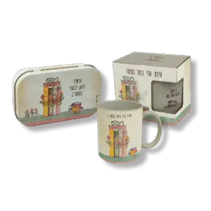 ספל וקופסת סוכריות דבש