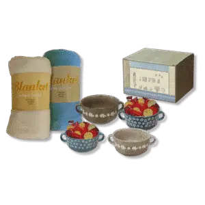 קערת קרמיקה ושמיכת פליז – מתנה לחנוכה