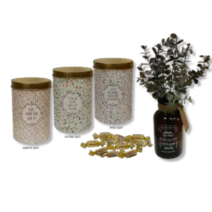 מתנה אגרטל עם פחית שוקולדים