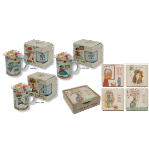 ספל מעצים ותחתיות – מתנה לאישה