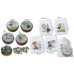 גרביים מאויירות וקופסת פח – מתנה לאישה